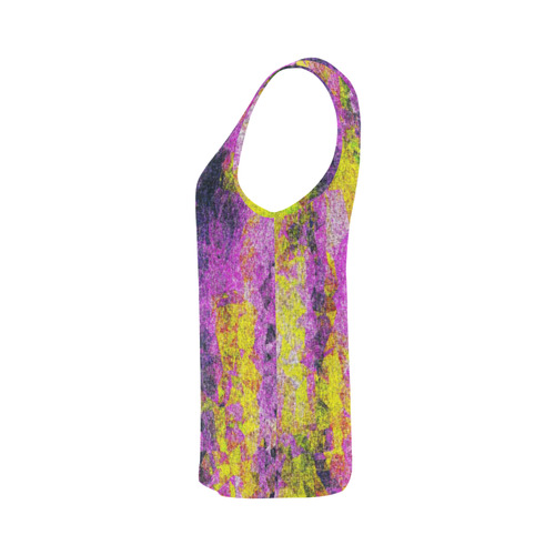 vintage psychedelic painting texture abstract in pink and yellow with noise and grain All Over Print Tank Top for Women (Model T43)