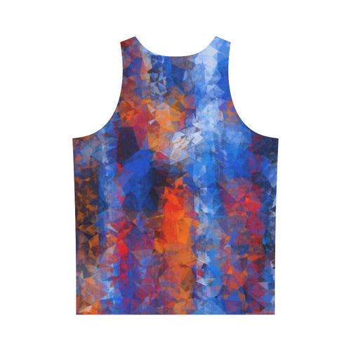 psychedelic geometric polygon shape pattern abstract in red orange blue All Over Print Tank Top for Men (Model T43)
