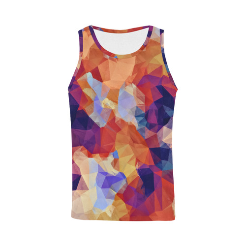 psychedelic geometric polygon pattern abstract in orange brown blue purple All Over Print Tank Top for Men (Model T43)