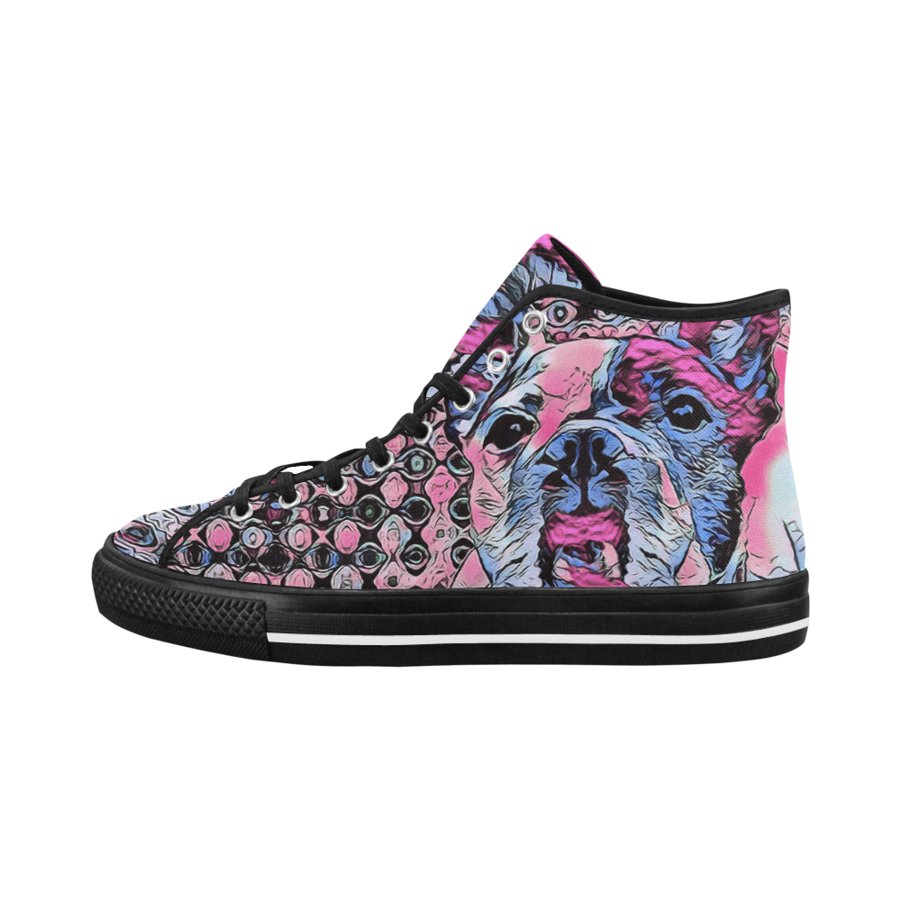 FRENCH BULLDOG PINK Vancouver H Women's Canvas Shoes (1013-1)