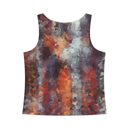 psychedelic geometric polygon shape pattern abstract in orange brown red black All Over Print Tank Top for Women (Model T43)