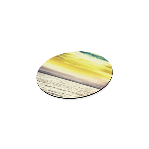 cloudy sunset sky with ocean view Round Coaster