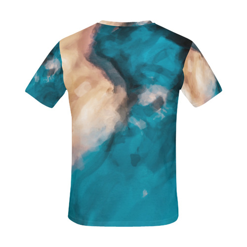 vintage splash painting texture abstract in blue and brown All Over Print T-Shirt for Men (USA Size) (Model T40)