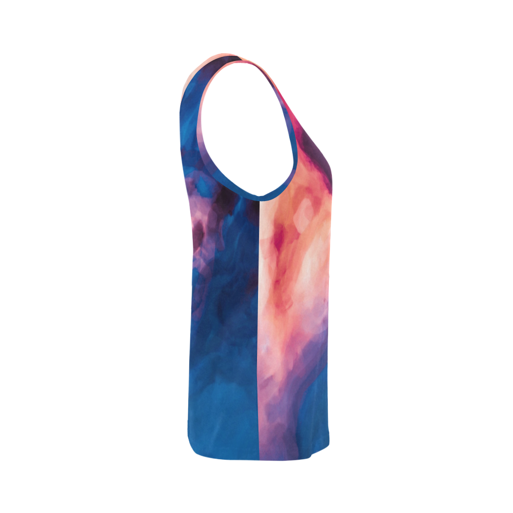 psychedelic milky way splash painting texture abstract background in red purple blue All Over Print Tank Top for Women (Model T43)