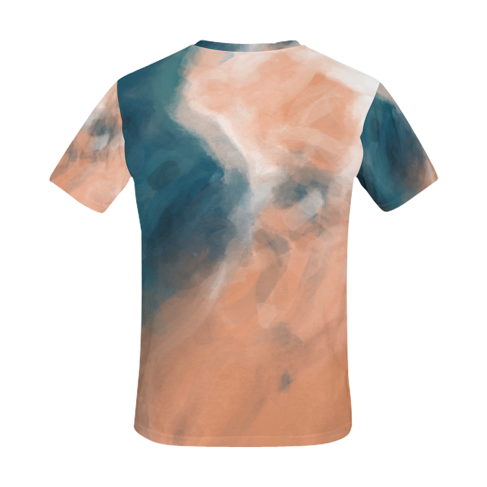 psychedelic splash painting texture abstract background in brown and blue All Over Print T-Shirt for Men (USA Size) (Model T40)