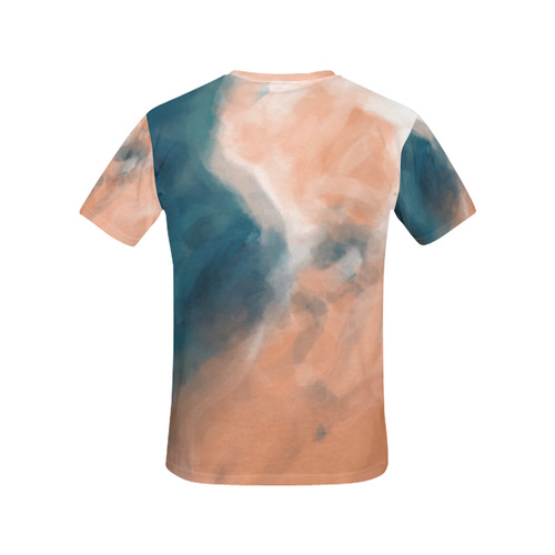 psychedelic splash painting texture abstract background in brown and blue All Over Print T-Shirt for Women (USA Size) (Model T40)