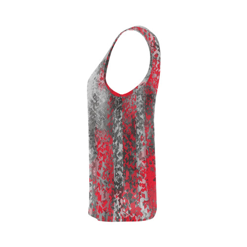 psychedelic geometric polygon shape pattern abstract in black and red All Over Print Tank Top for Women (Model T43)