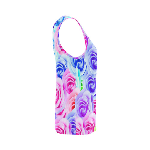 closeup colorful rose texture background in pink purple blue green All Over Print Tank Top for Women (Model T43)