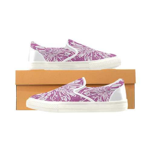 FLOWER PINK Women's Unusual Slip-on Canvas Shoes (Model 019)