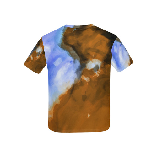rusty psychedelic splash painting texture abstract background in blue and brown Kids' All Over Print T-shirt (USA Size) (Model T40)