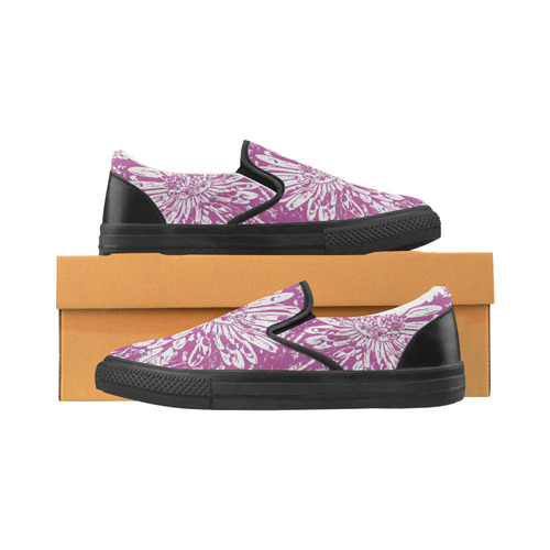 FLOWER PINK Women's Unusual Slip-on Canvas Shoes (Model 019)