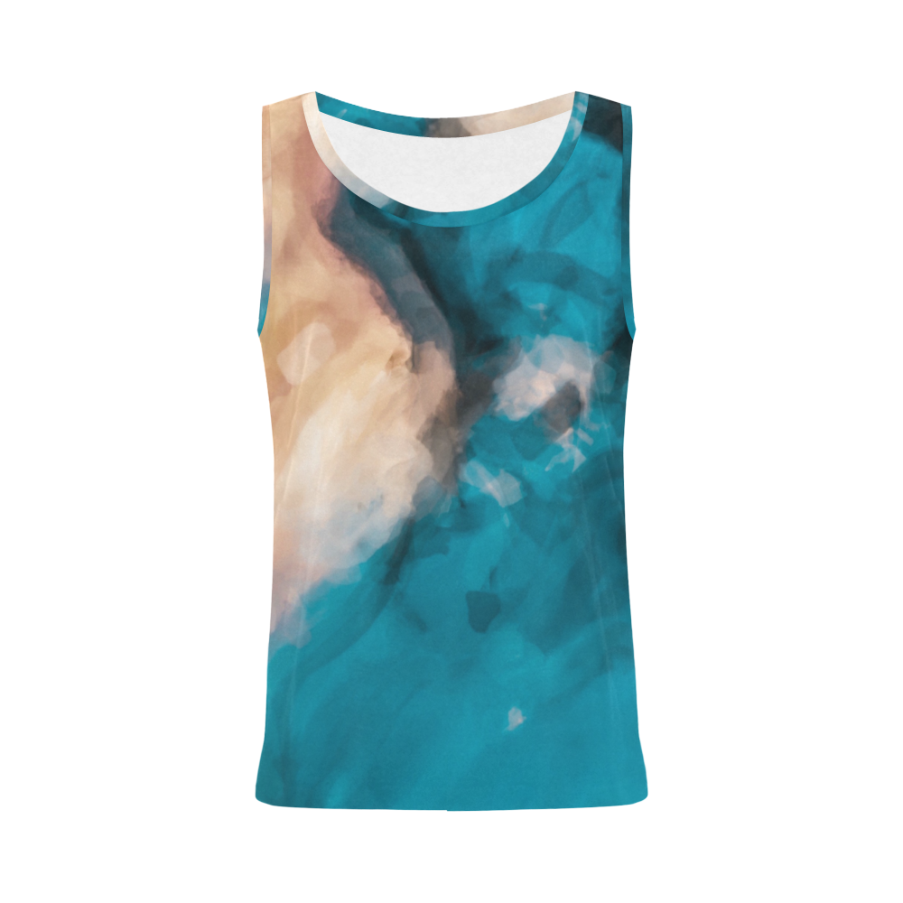 vintage splash painting texture abstract in blue and brown All Over Print Tank Top for Women (Model T43)