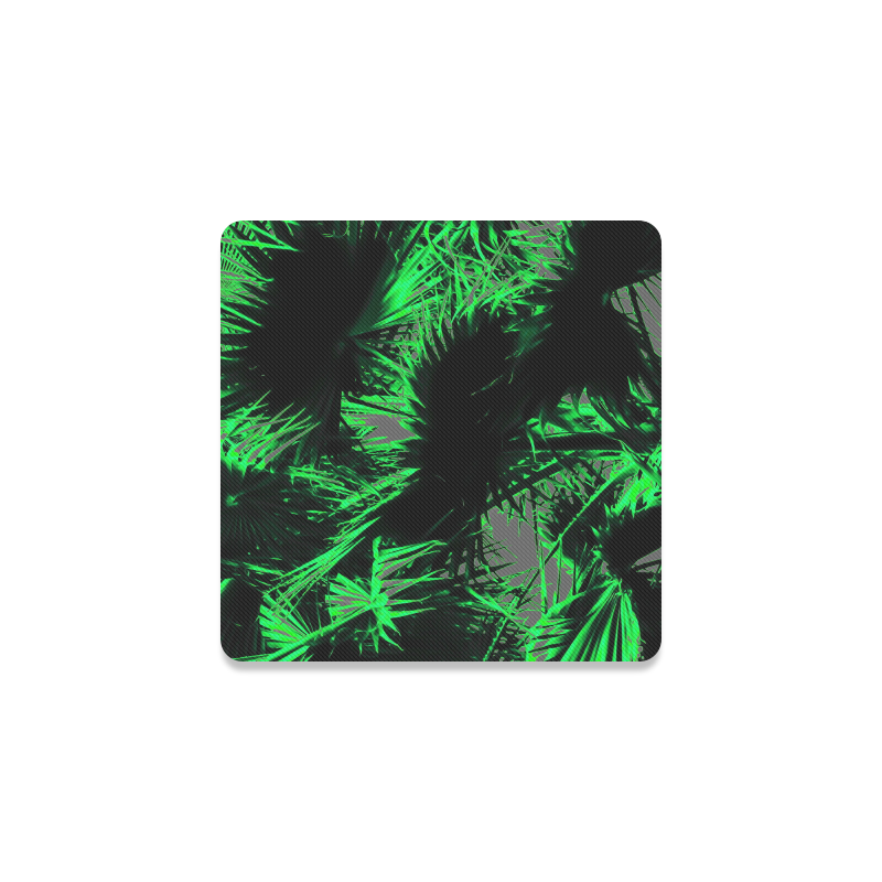 green palm leaves texture abstract background Square Coaster