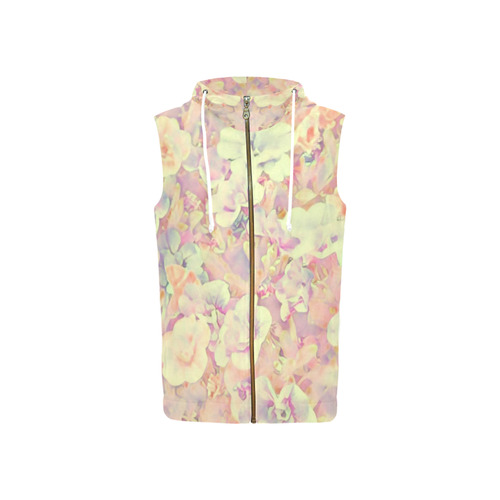 Lovely Floral 36B by FeelGood All Over Print Sleeveless Zip Up Hoodie for Women (Model H16)