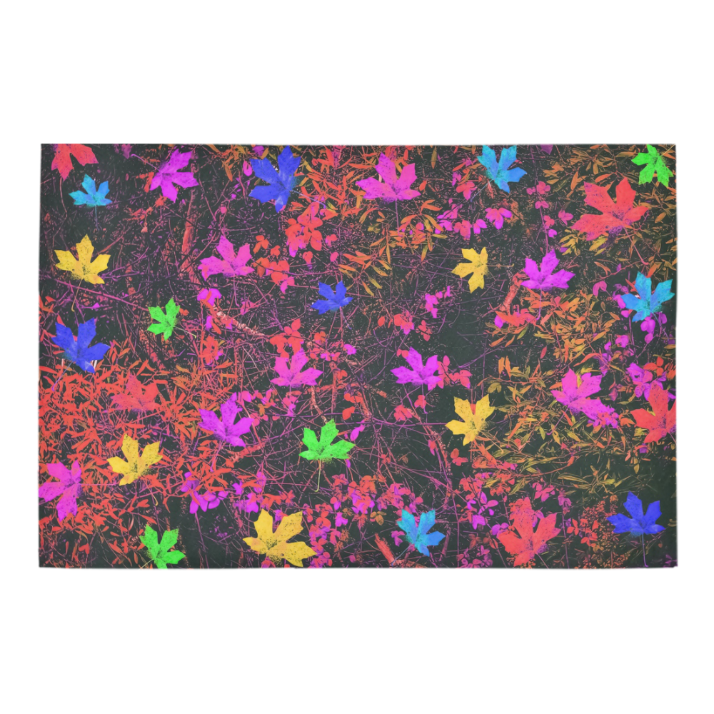 maple leaf in yellow green pink blue red with red and orange creepers plants background Azalea Doormat 24" x 16" (Sponge Material)