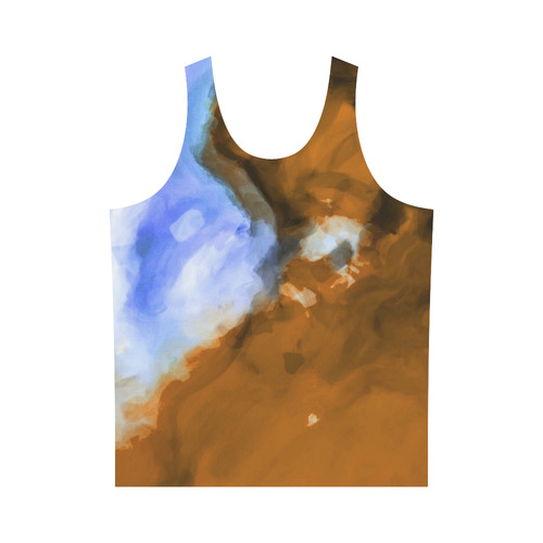 rusty psychedelic splash painting texture abstract background in blue and brown All Over Print Tank Top for Men (Model T43)