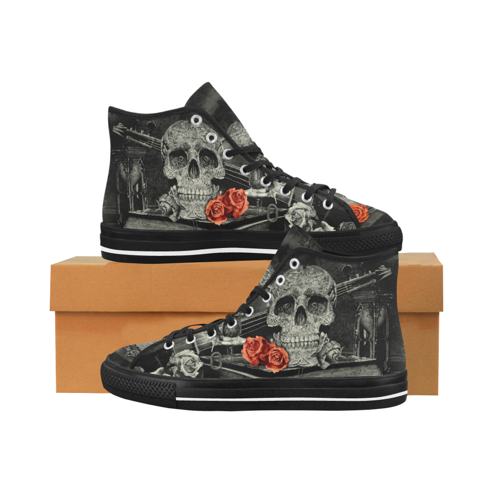 Steampunk Alchemist Mage Red Roses Celtic Skull Vancouver H Women's Canvas Shoes (1013-1)