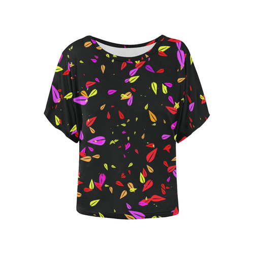 Petals Women's Batwing-Sleeved Blouse T shirt (Model T44)