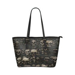 Crypt of the devilish dead skull Leather Tote Bag/Small (Model 1651)