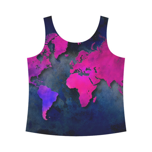 world map 14 All Over Print Tank Top for Women (Model T43)