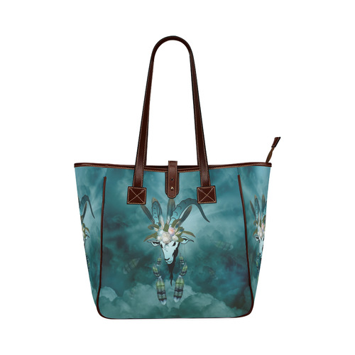 The billy goat with feathers and flowers Classic Tote Bag (Model 1644)