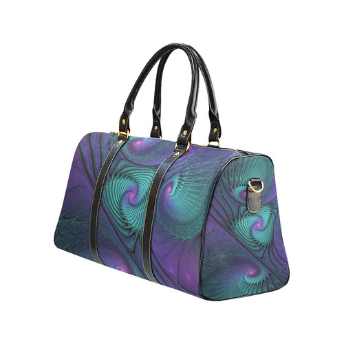 Purple meets Turquoise modern abstract Fractal Art New Waterproof Travel Bag/Small (Model 1639)