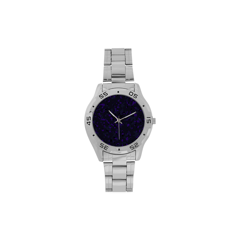 darkpurplecamo1 Men's Stainless Steel Analog Watch(Model 108)