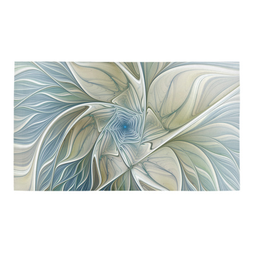 Floral Fantasy Pattern Abstract Blue Khaki Fractal Bath Rug 16''x 28''