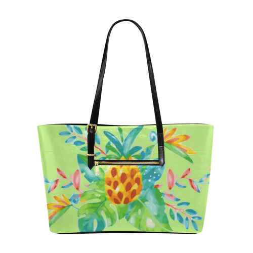 Summer Tropical Pineapple Fruit Floral Euramerican Tote Bag/Large (Model 1656)