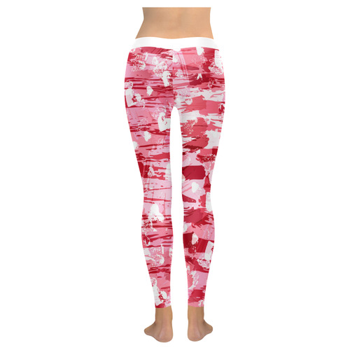 Red Grunge Love Women's Low Rise Leggings (Invisible Stitch) (Model L05)