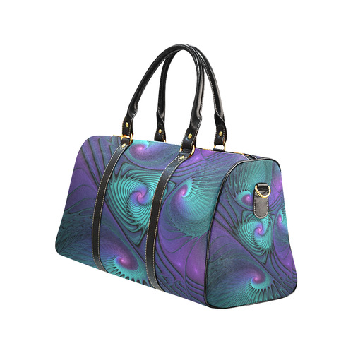 Purple meets Turquoise modern abstract Fractal Art New Waterproof Travel Bag/Large (Model 1639)
