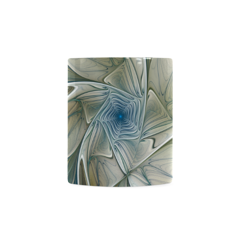 Floral Fantasy Pattern Abstract Blue Khaki Fractal White Mug(11OZ)