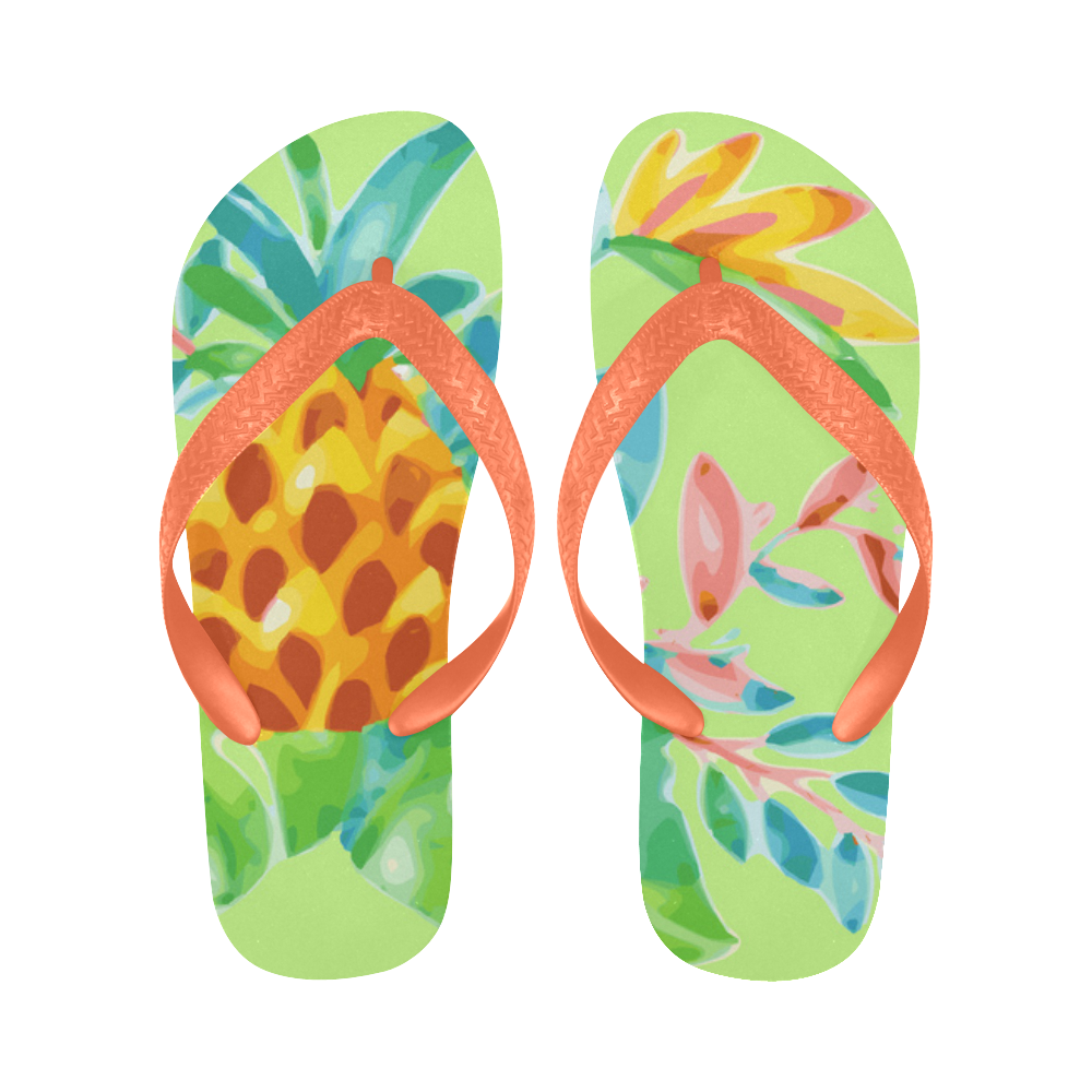 Summer Tropical Pineapple Fruit Floral Flip Flops for Men/Women (Model 040)