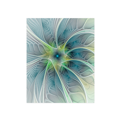 Floral Fantasy Abstract Blue Green Fractal Flower Poster 20"x16"