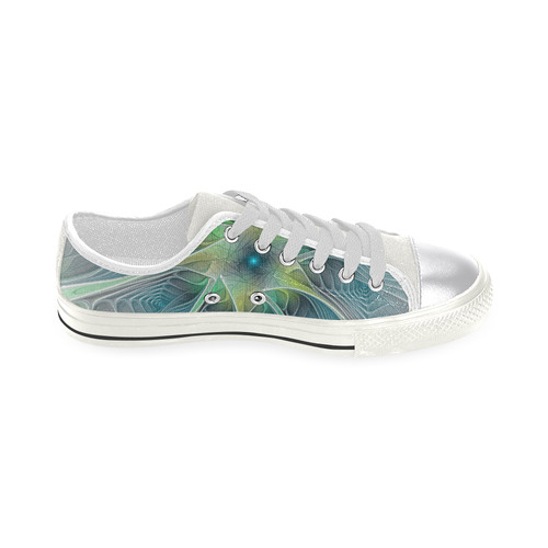 Floral Fantasy Abstract Blue Green Fractal Flower Women's Classic Canvas Shoes (Model 018)