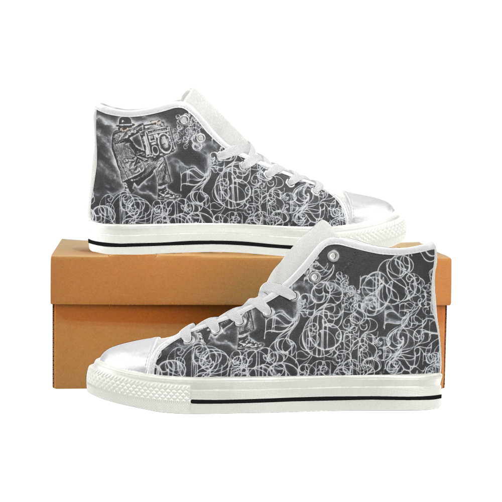 DKD Creations Graffiti White Women's Classic High Top Canvas Shoes (Model 017)