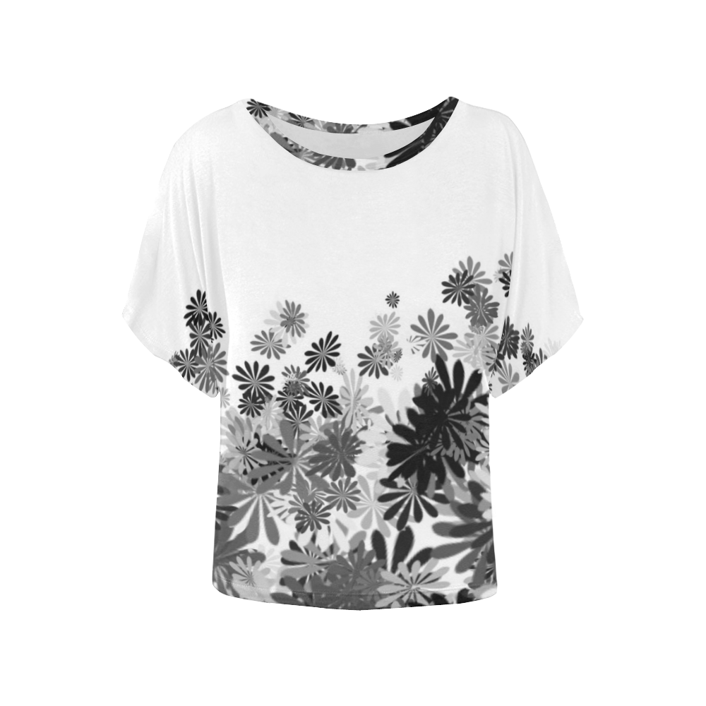 Flowers Women's Batwing-Sleeved Blouse T shirt (Model T44)