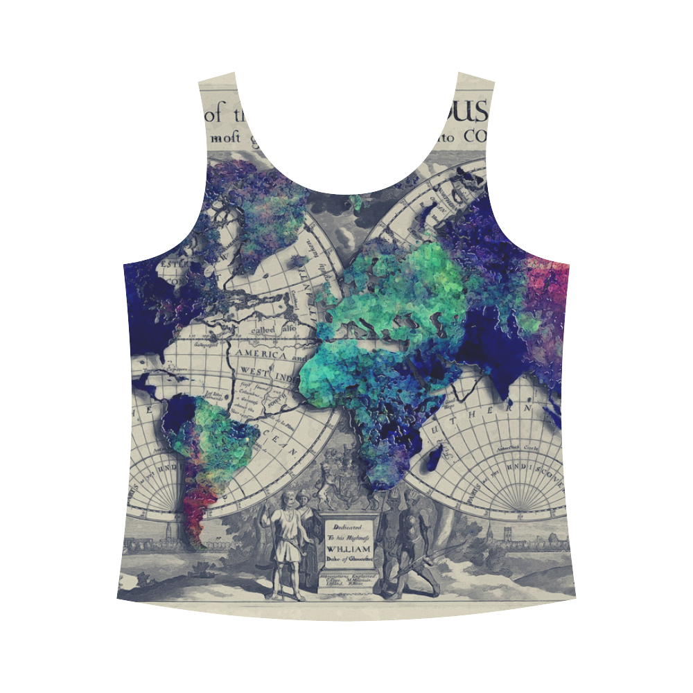 world map 22 All Over Print Tank Top for Women (Model T43)
