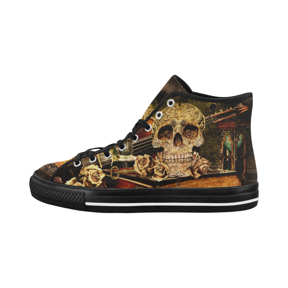Steampunk Alchemist Mage Roses Celtic Skull Vancouver H Women's Canvas Shoes (1013-1)