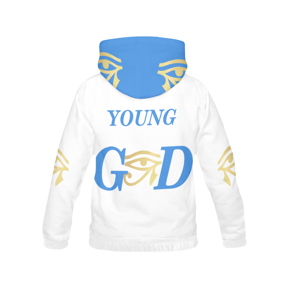 Blue/Gold Boys Melanated young God Hoodie All Over Print Hoodie for Women (USA Size) (Model H13)