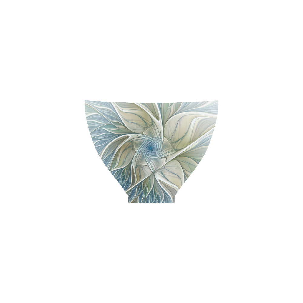 Floral Fantasy Pattern Abstract Blue Khaki Fractal Custom Bikini Swimsuit
