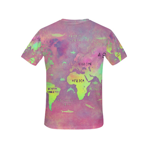 world map All Over Print T-Shirt for Women (USA Size) (Model T40)