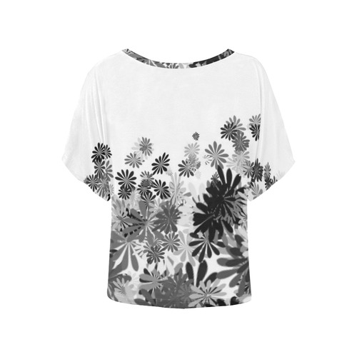 Flowers Women's Batwing-Sleeved Blouse T shirt (Model T44)