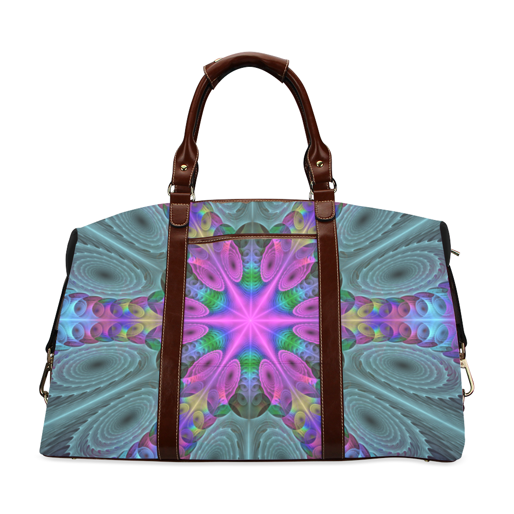 Mandala From Center Colorful Fractal Art With Pink Classic Travel Bag (Model 1643) Remake