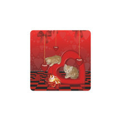 Cute kitten with hearts Square Coaster