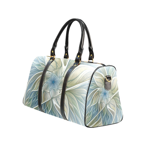 Floral Fantasy Pattern Abstract Blue Khaki Fractal New Waterproof Travel Bag/Large (Model 1639)