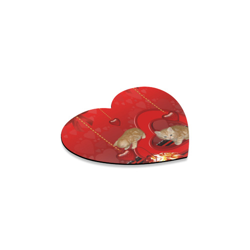 Cute kitten with hearts Heart Coaster
