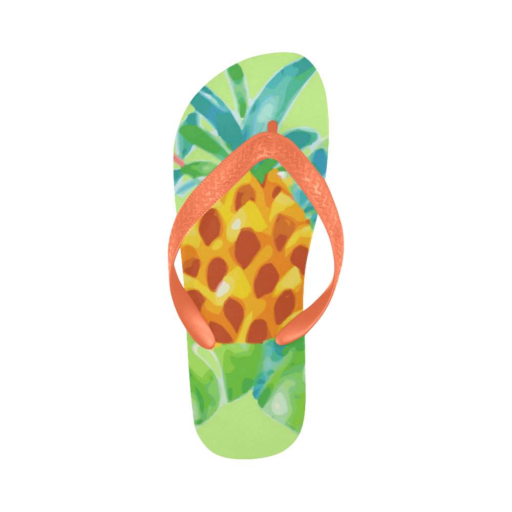 Summer Tropical Pineapple Fruit Floral Flip Flops for Men/Women (Model 040)