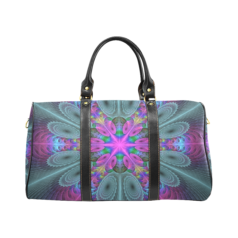 Mandala From Center Colorful Fractal Art With Pink New Waterproof Travel Bag/Large (Model 1639)