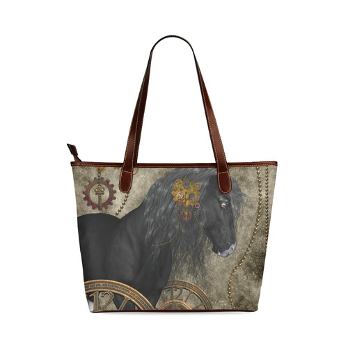 Beautiful wild horse with steampunk elements Shoulder Tote Bag (Model 1646)